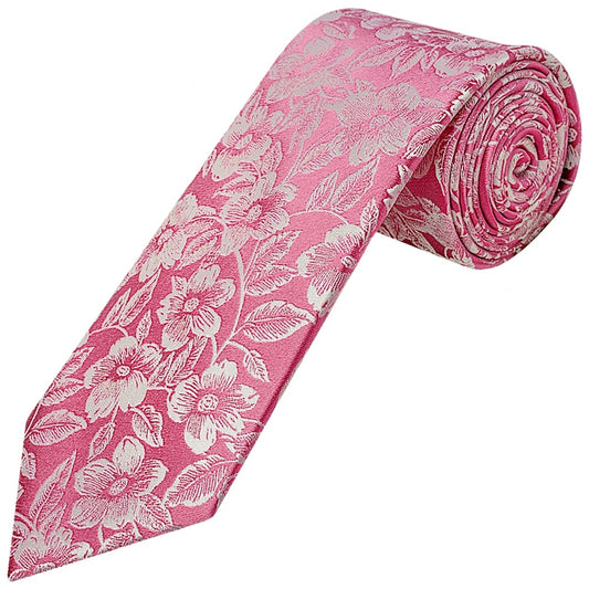 Dusty Pink Floral Silk Classic Mens Tie 1