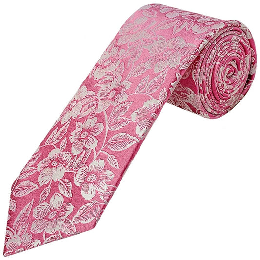 Dusty Pink Floral Silk Classic Mens Tie And Pocket Square Set 2