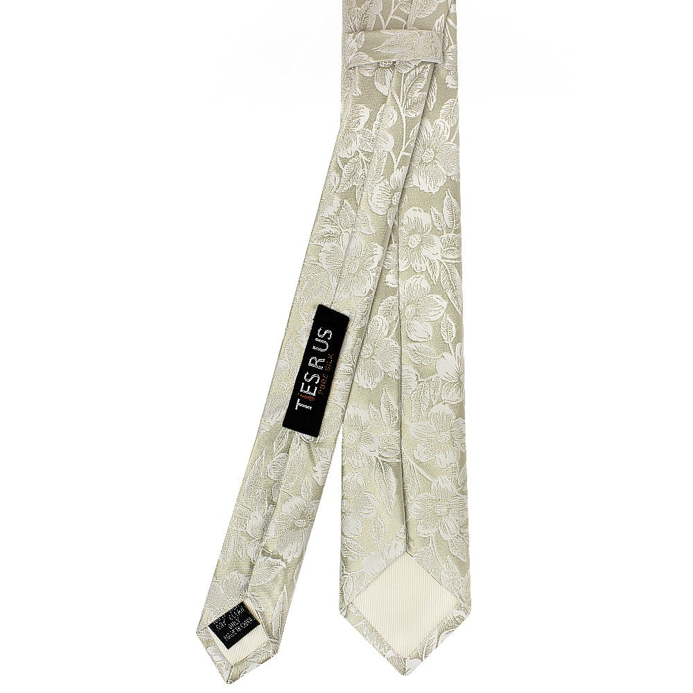 Dusty Sage Floral Silk Skinny Mens Tie 3