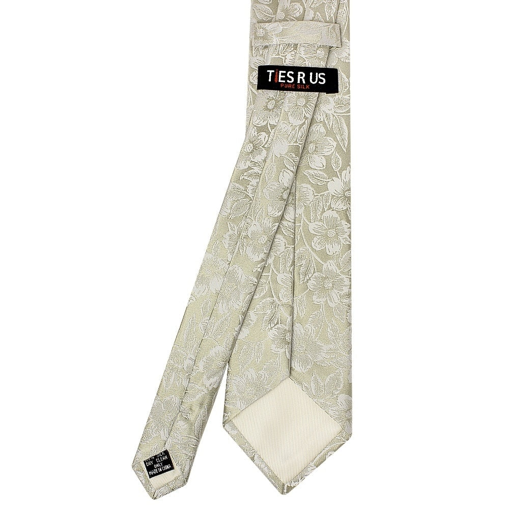 Dusty Sage Floral Silk Classic Mens Tie And Pocket Square Set 4