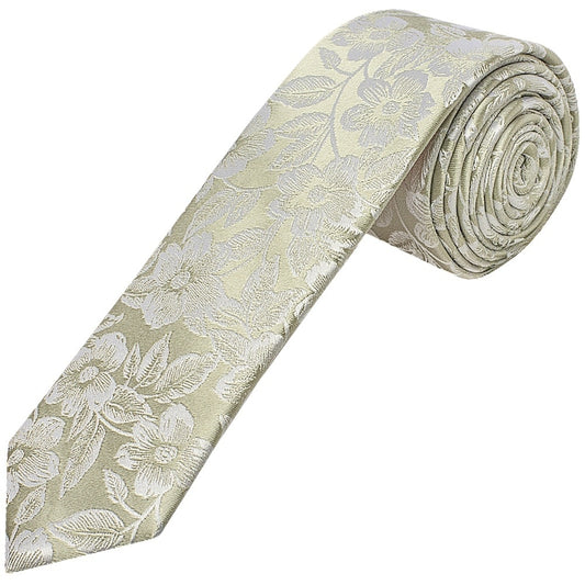 Dusty Sage Floral Silk Skinny Mens Tie And Pocket Square Set 2