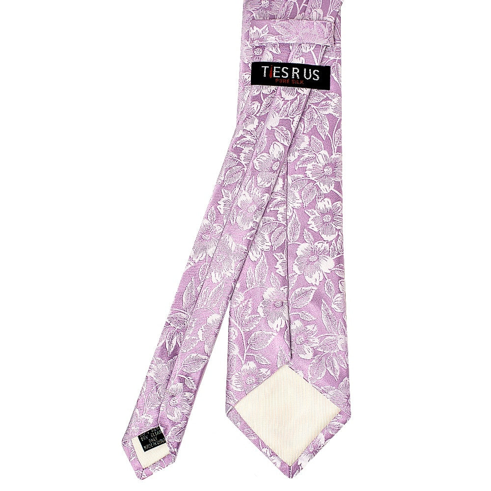 Mens Lilac Floral Silk Classic Tie 3