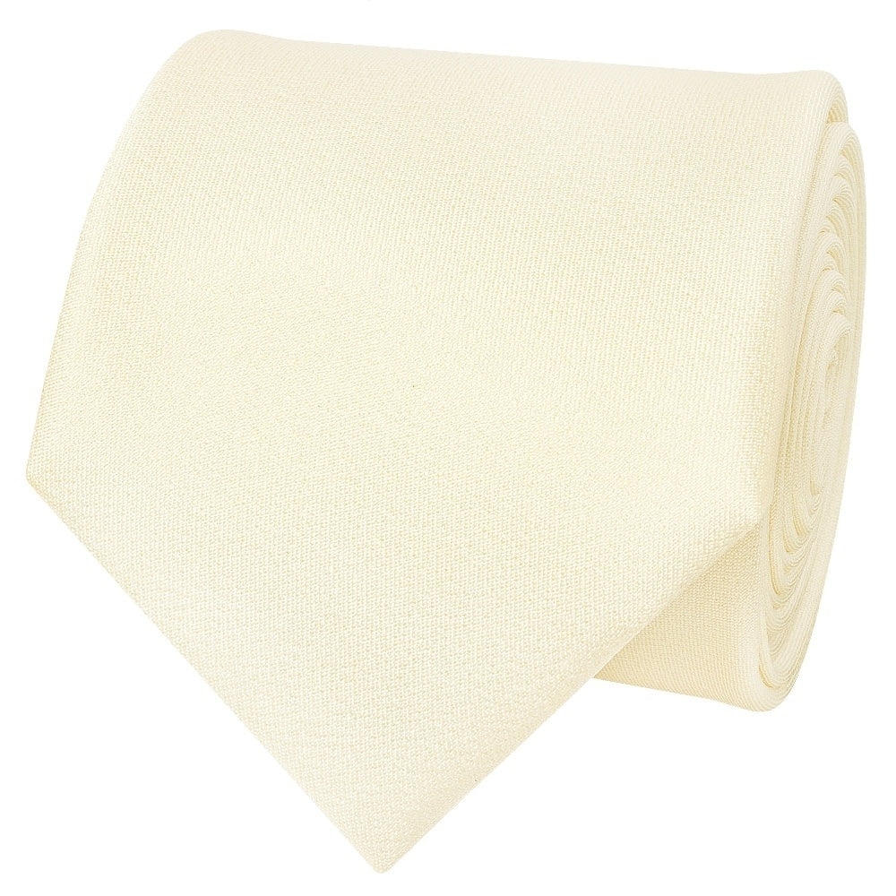 Plain Ivory Silk Classic Mens Tie And Pocket Square Set 3