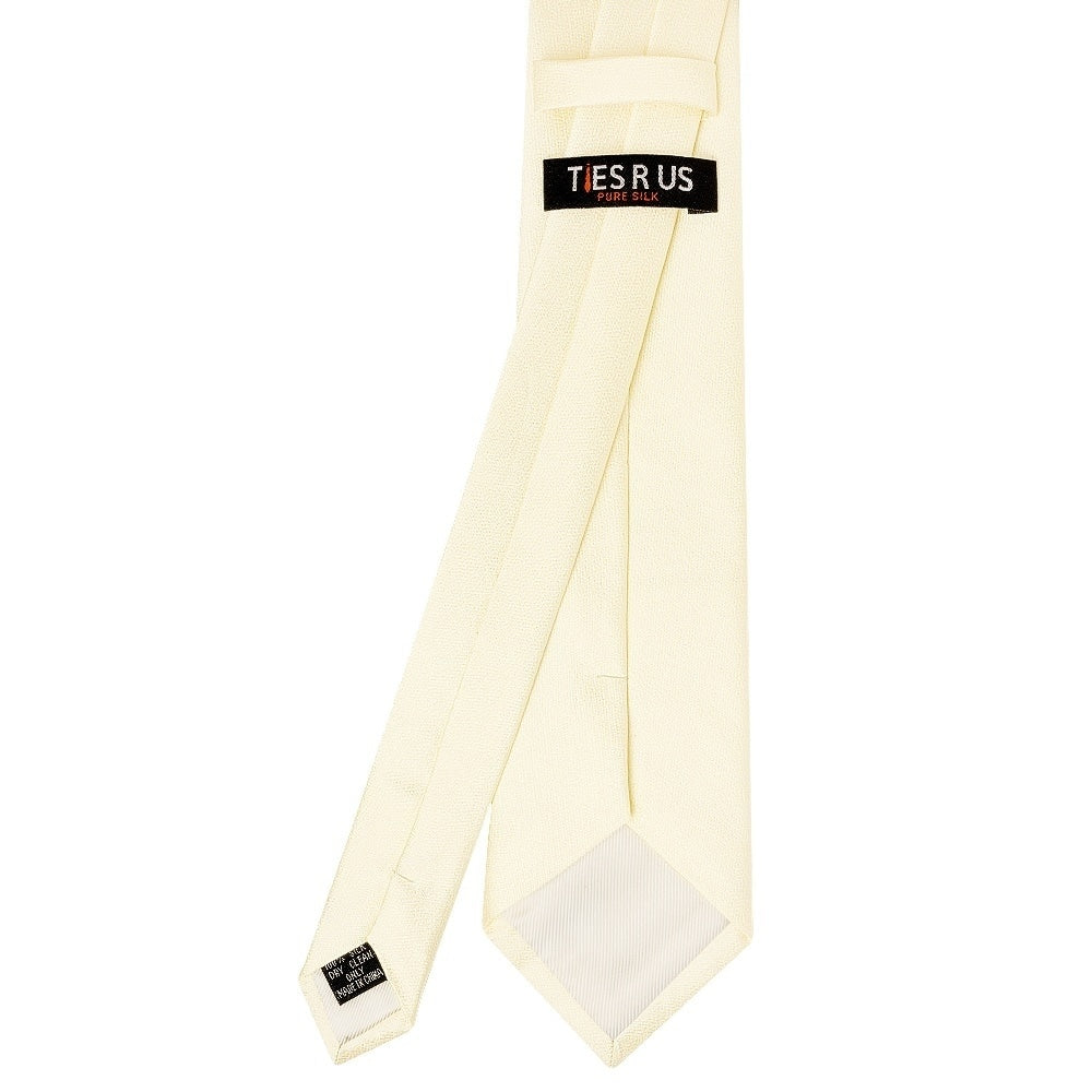 Plain Ivory Silk Classic Mens Tie And Pocket Square Set 4