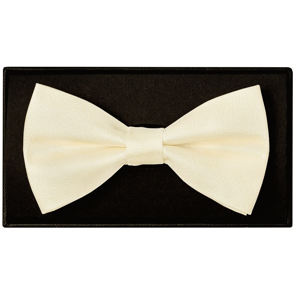 Plain Ivory Silk Mens Bow Tie 1