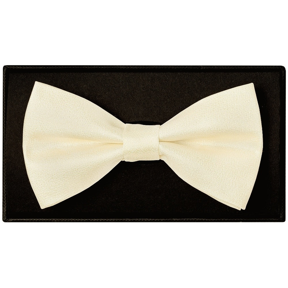 Plain Ivory Silk Mens Bow Tie And Pocket Square Set 2