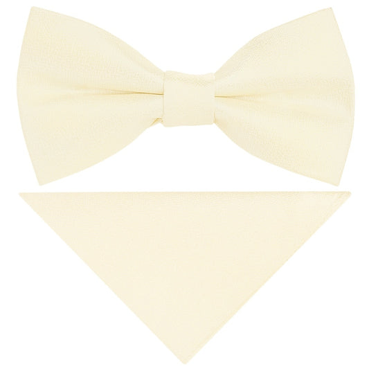 Pre Tied Ivory Boys Bow Tie And Pocket Square Set Age 4 7 1