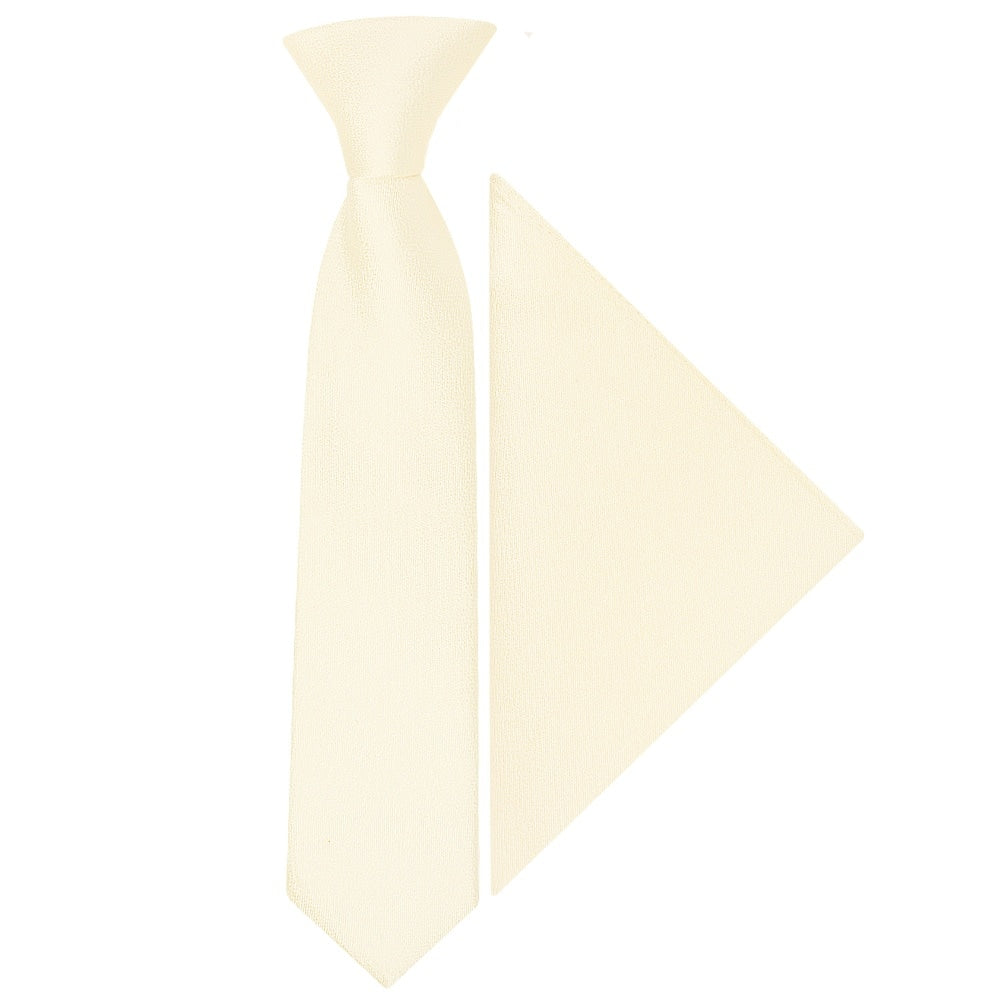 Pre Tied Ivory Silk Boys Tie And Pocket Square Set Age 4 7 1