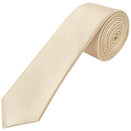 Plain Champagne Silk Skinny Mens Tie 1