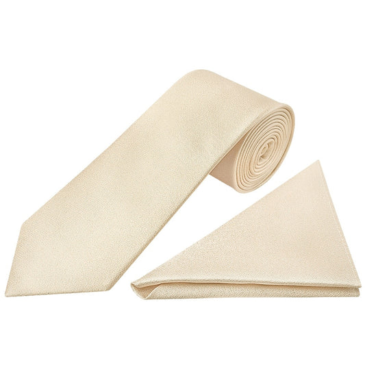 Plain Champagne Silk Classic Mens Tie And Pocket Square Set 1