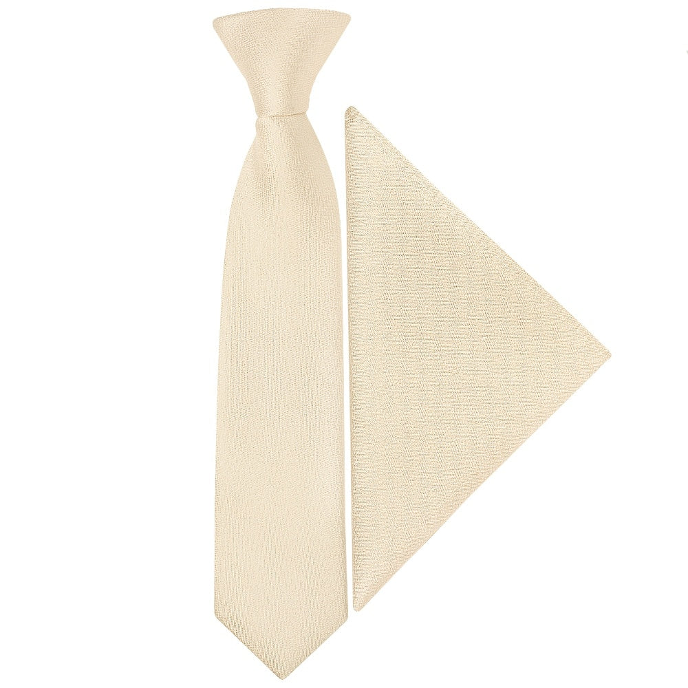 Pre Tied Champagne Silk Boys Tie And Pocket Square Set Age 4 7 1