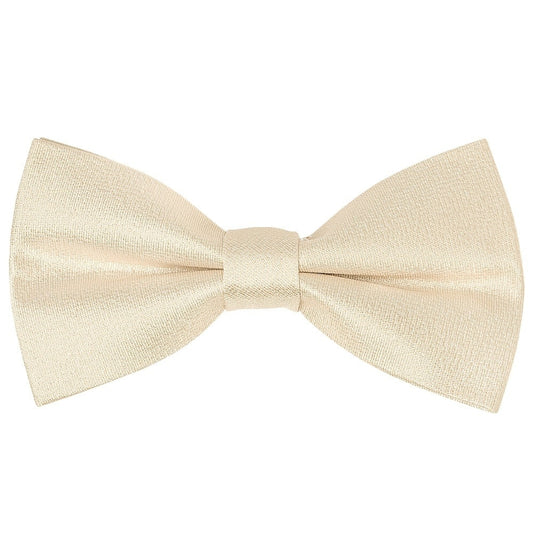 Pre Tied Champagne Silk Boys Bow Tie And Pocket Square Set Age 8 11 2
