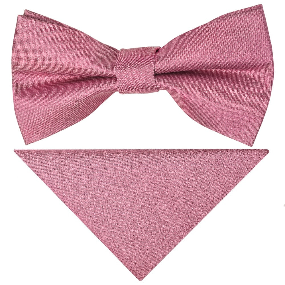 Pre Tied Dusty Pink Silk Boys Bow Tie And Pocket Square Set Age 4 7 1