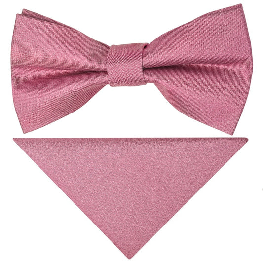 Pre Tied Dusty Pink Silk Boys Bow Tie And Pocket Square Set Age 4 7 1