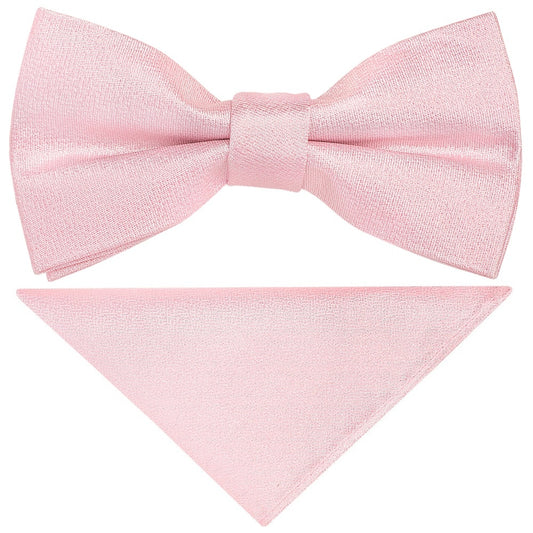 Pre Tied Blush Pink Silk Boys Bow Tie And Pocket Square Set Age 4 7 1