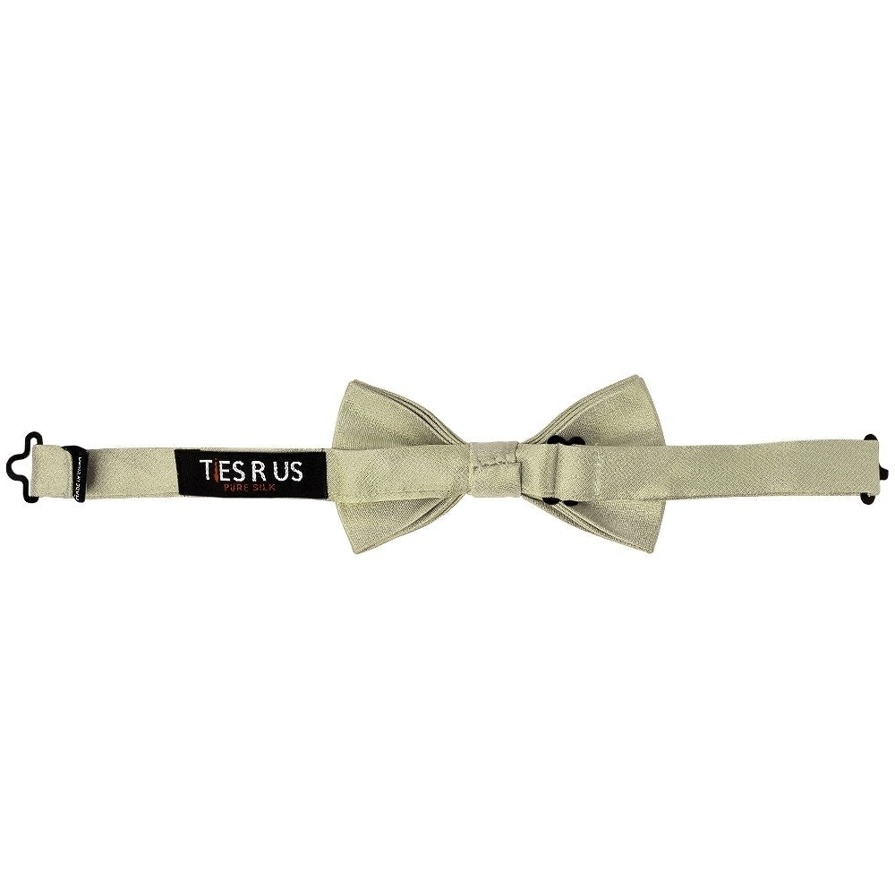 Pre Tied Khaki Green Silk Boys Bow Tie And Pocket Square Set Age 8 11 3