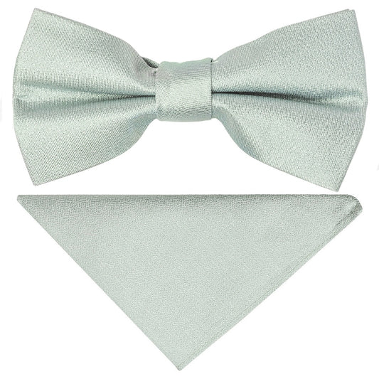 Pre Tied Duck Egg Silk Boys Bow Tie And Pocket Square Set Age 8 11 1