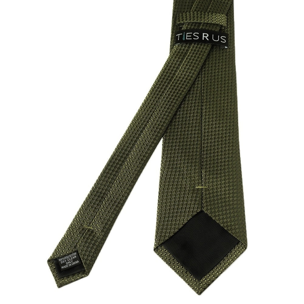 Olive Green Textured Classic Tie And Pocket Square Set 5