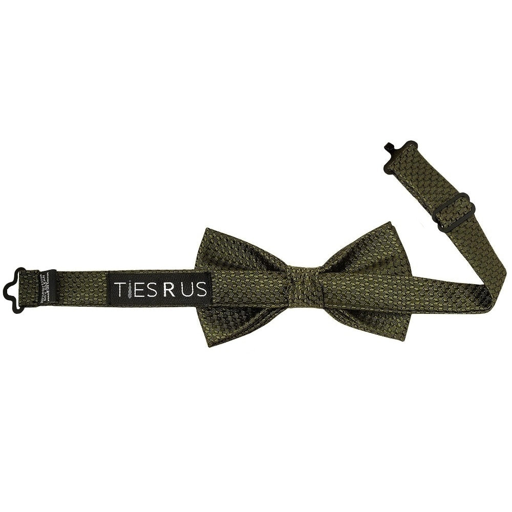 Pre Tied Olive Green Textured Boys Bow Tie Age 8 11 2