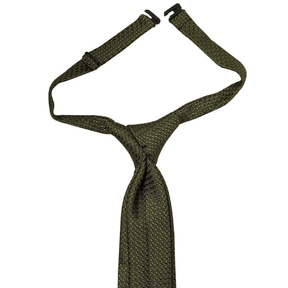 Pre Tied Olive Green Textured Boys Tie Age 4-7