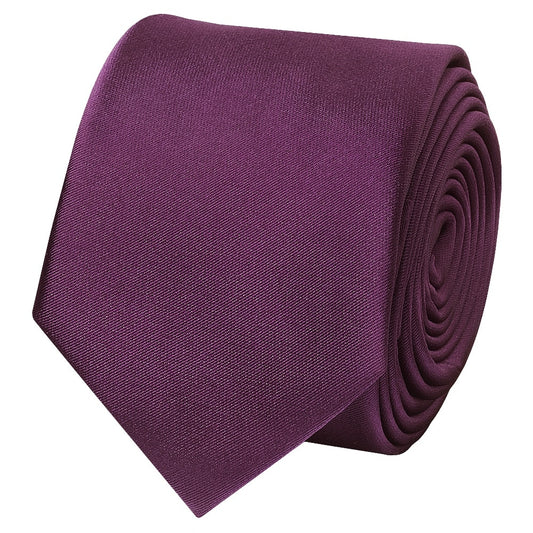 Plain Plum Satin Skinny Boys Tie 2