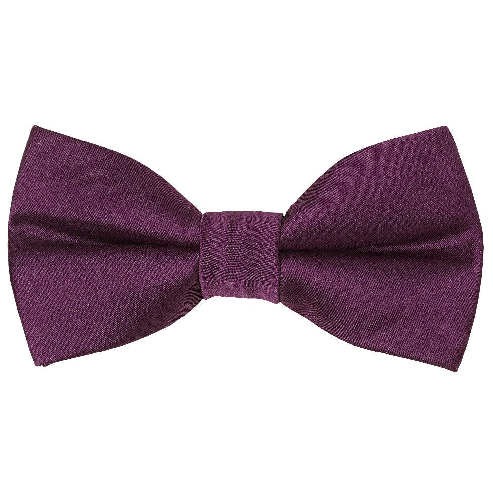 Pre Tied Plum Satin Boys Bow Tie Age 4 7 1
