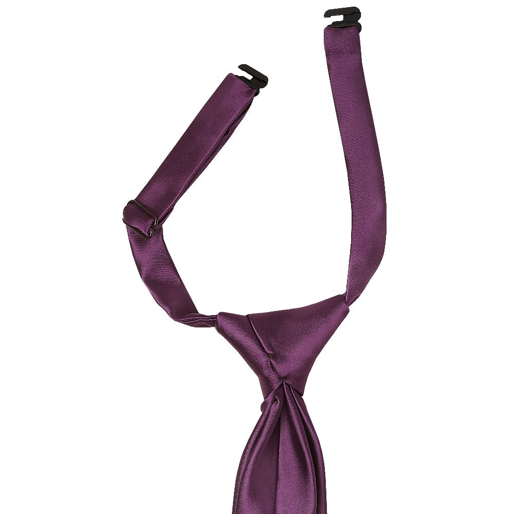 Pre Tied Plum Satin Boys Tie Age 4 7 2