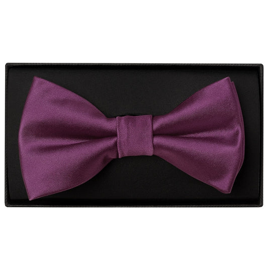 Plain Plum Handmade Mens Bow Tie And Pocket Square Set 2
