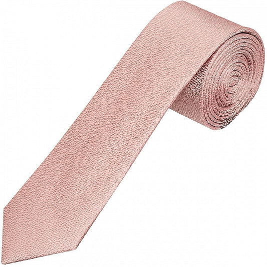 End Of Season Stock Plain Rose Gold Textured Silk Skinny Boys Tie 1
