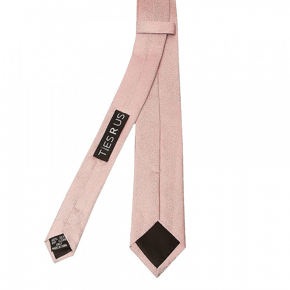 End Of Season Stock Plain Rose Gold Textured Silk Skinny Boys Tie 3