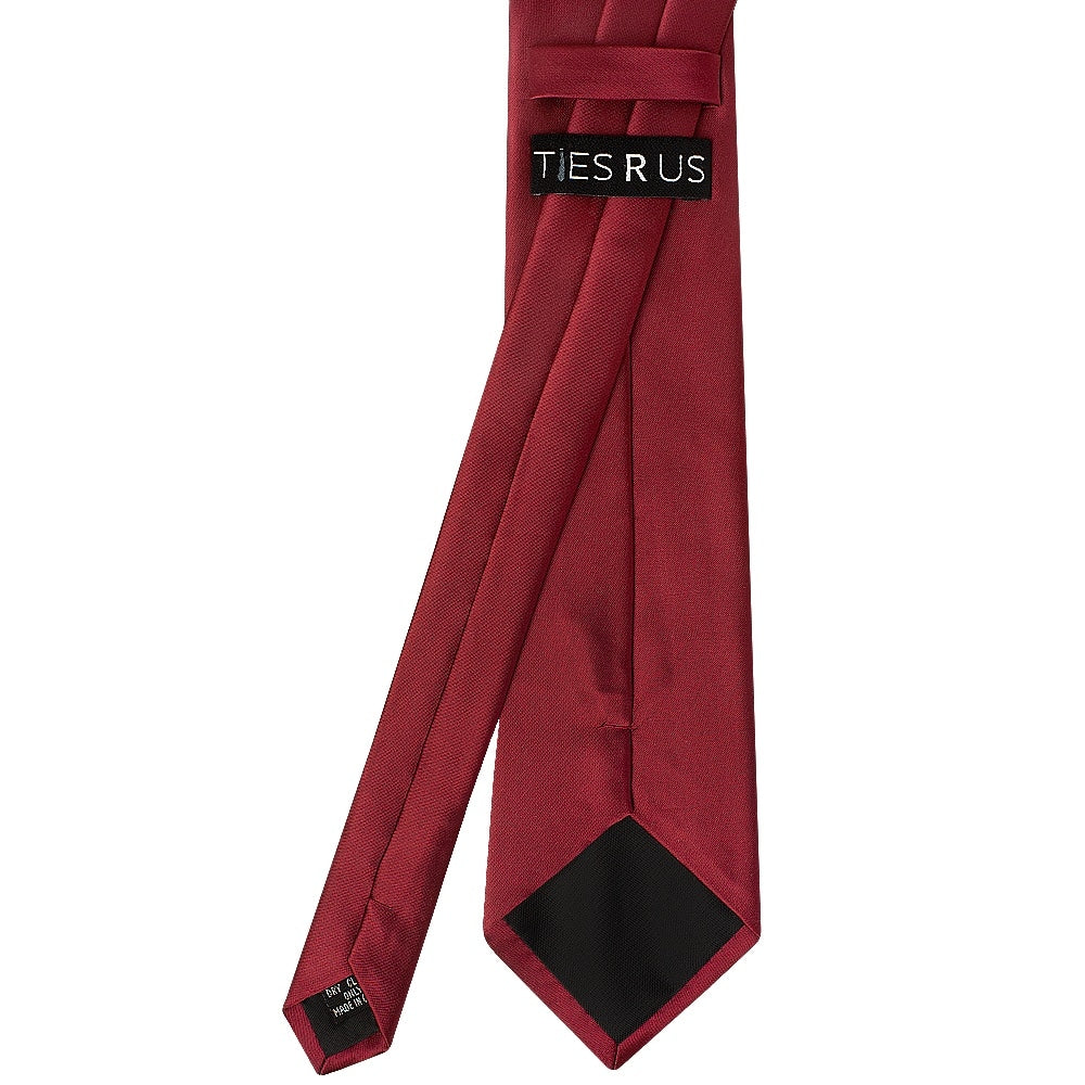 Plain Maroon Satin Classic Mens Tie And Pocket Square Set 5
