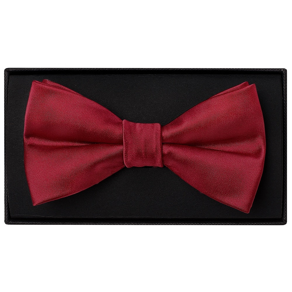 Plain Maroon Handmade Mens Bow Tie And Pocket Square Set 2