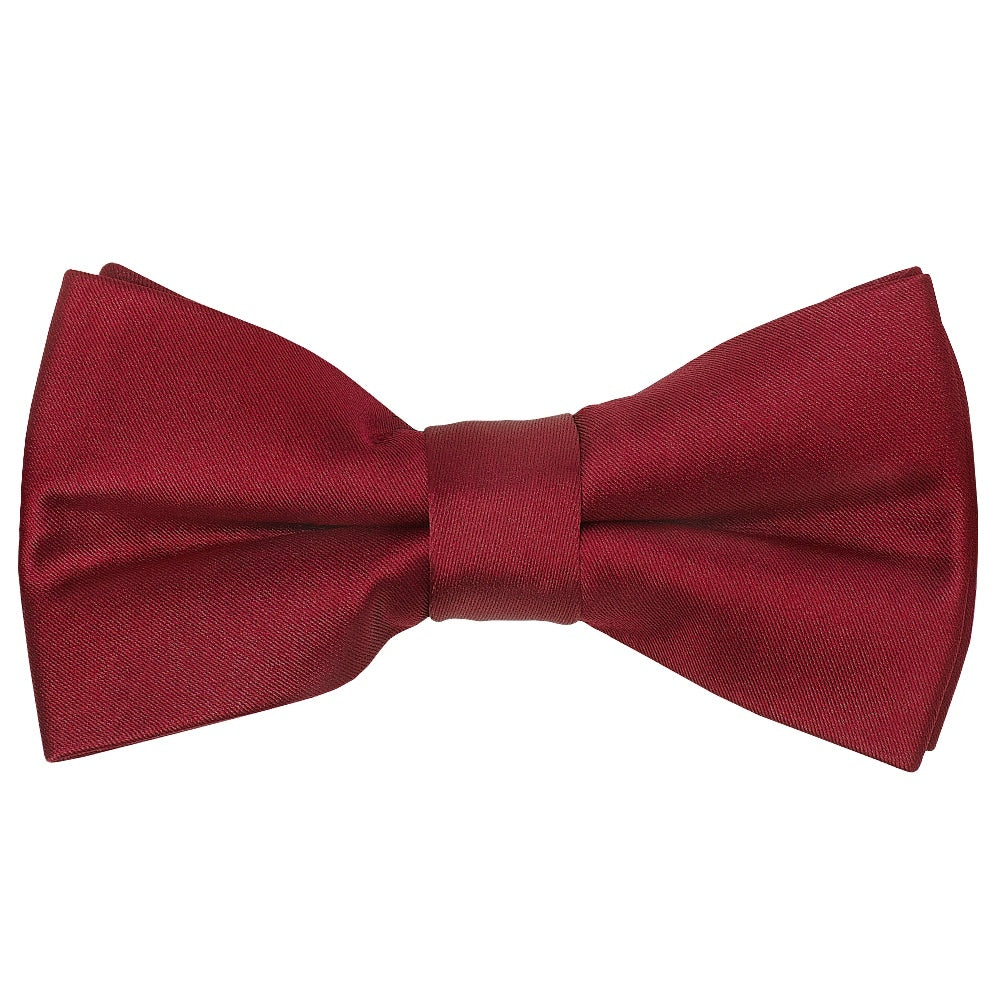 Pre Tied Maroon Satin Boys Bow Tie And Pocket Square Set 2