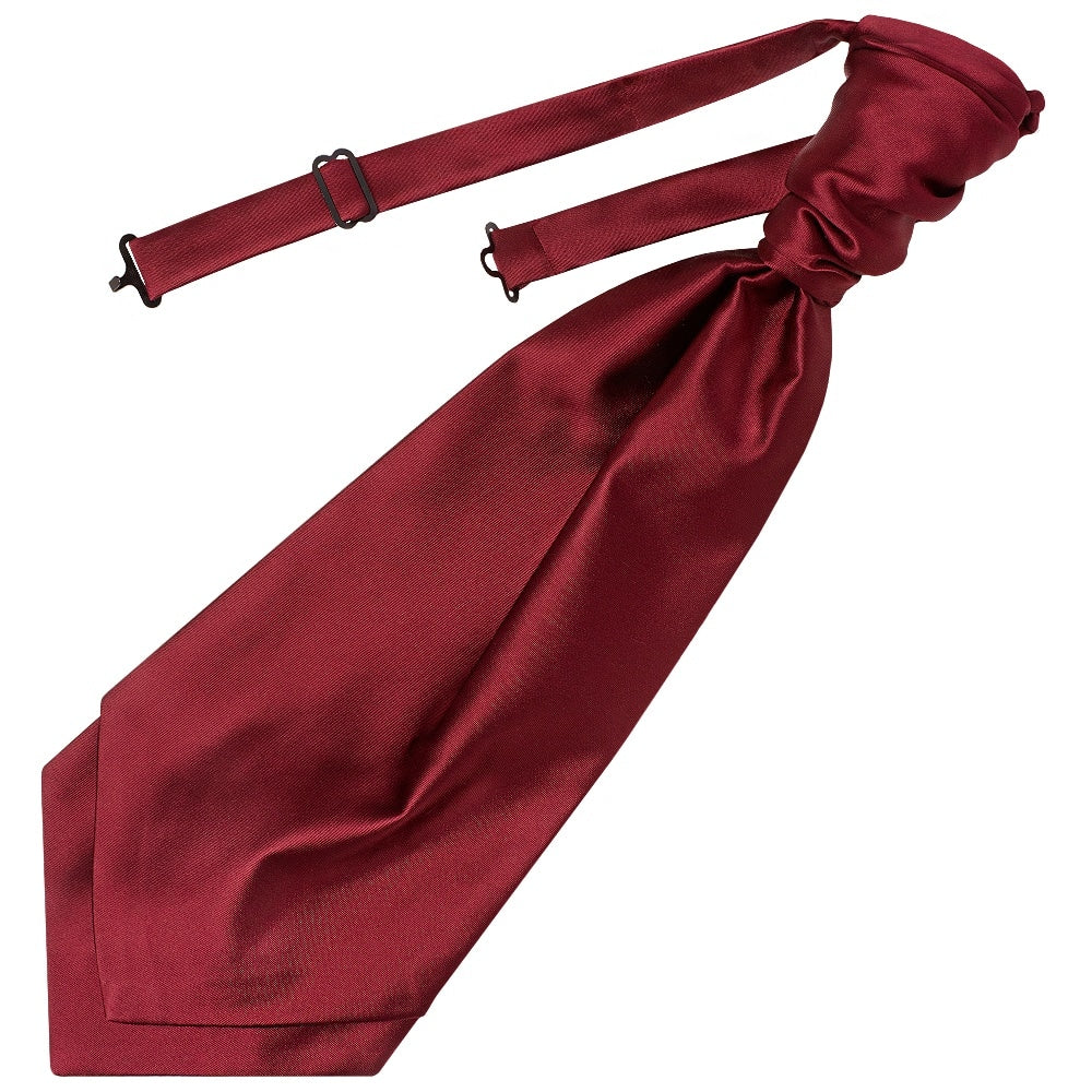 Maroon Satin Mens Cravat Tie And Pocket Square Set 2
