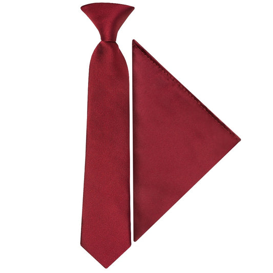 Pre Tied Maroon Satin Boys Tie And Pocket Square Set Age 4 7 1