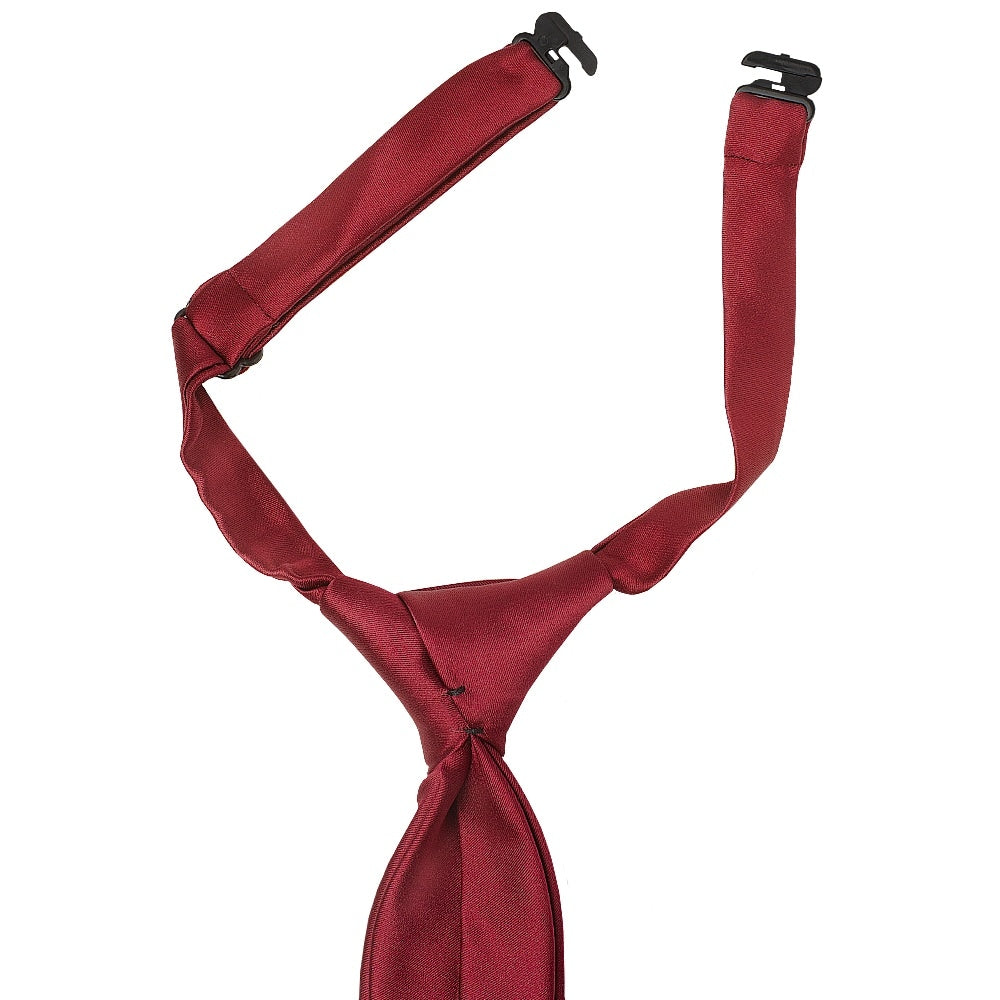 Pre Tied Maroon Satin Boys Tie And Pocket Square Set Age 4 7 3