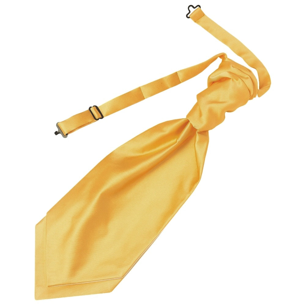 Plain Gold Satin Mens Cravat Tie And Pocket Square Set 2