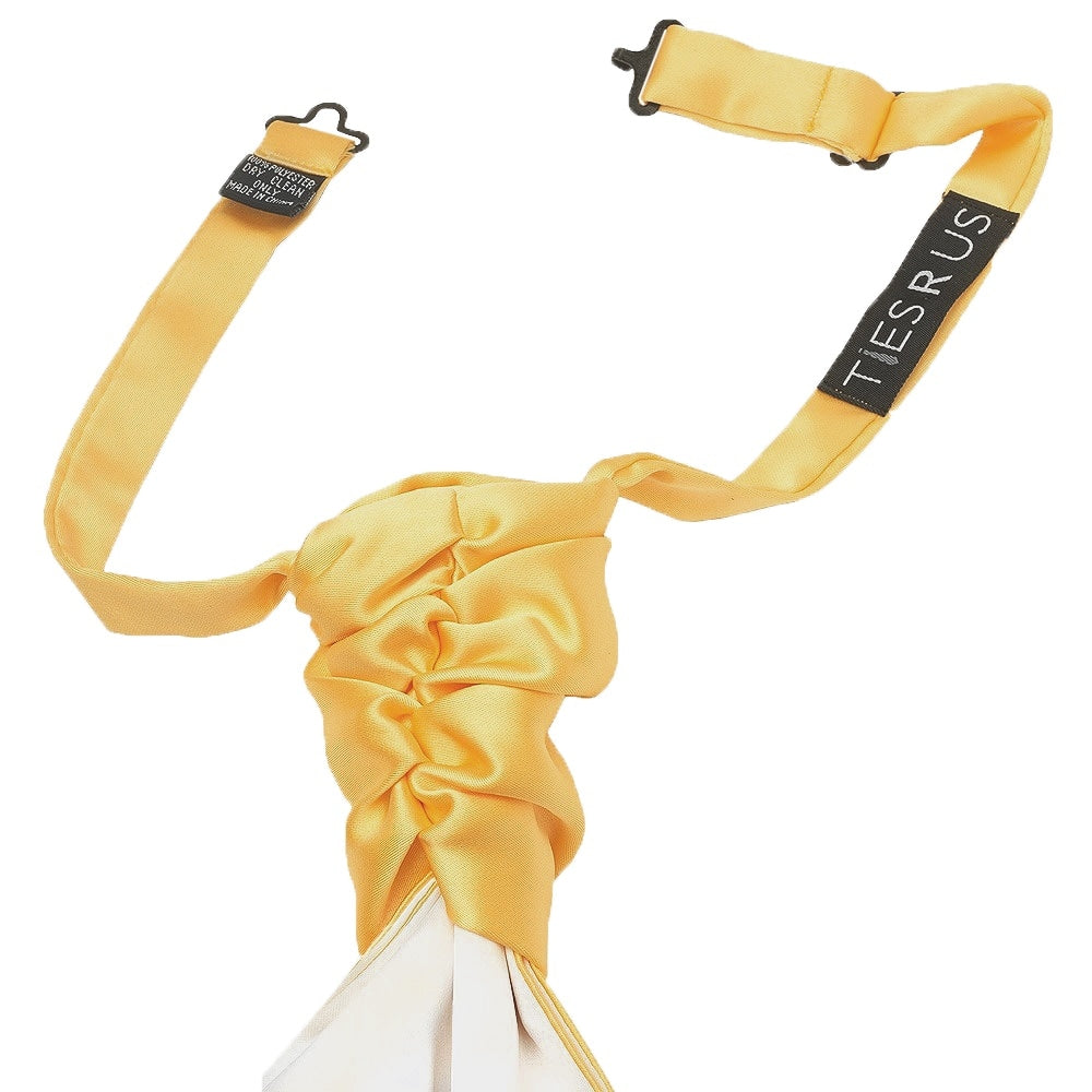 Plain Gold Satin Mens Cravat Tie And Pocket Square Set 3