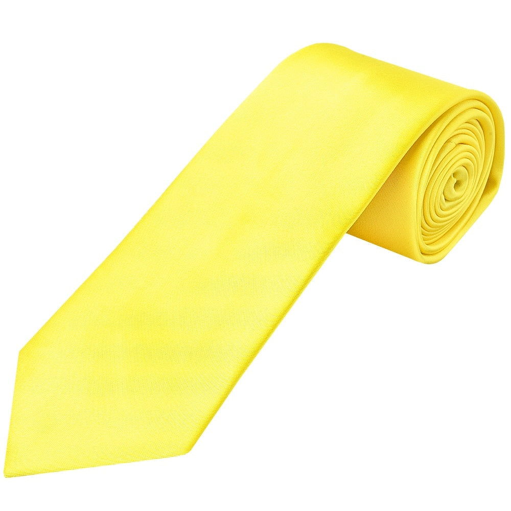 Pastel Yellow Satin Classic Mens Tie 1