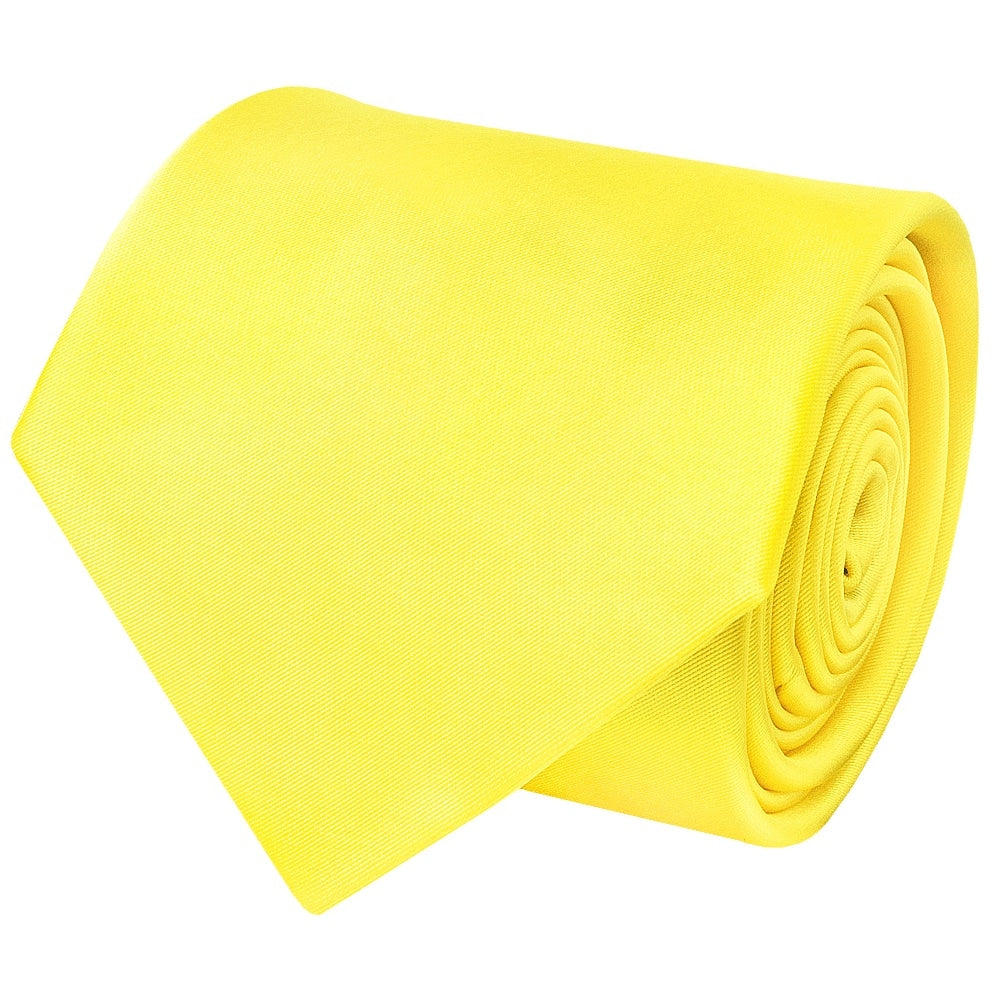 Pastel Yellow Satin Classic Mens Tie 2