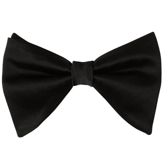 Mens Plain Black Oversized Satin Bow Tie 1