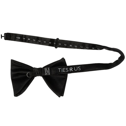 Mens Plain Black Oversized Satin Bow Tie