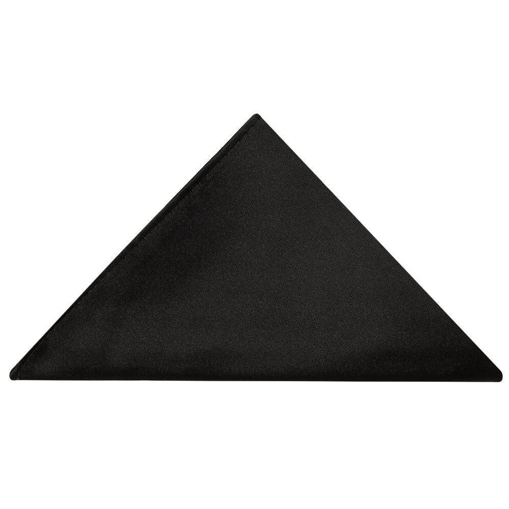 Mens Plain Black Oversized Satin Bow Tie And Pocket Square Set 4