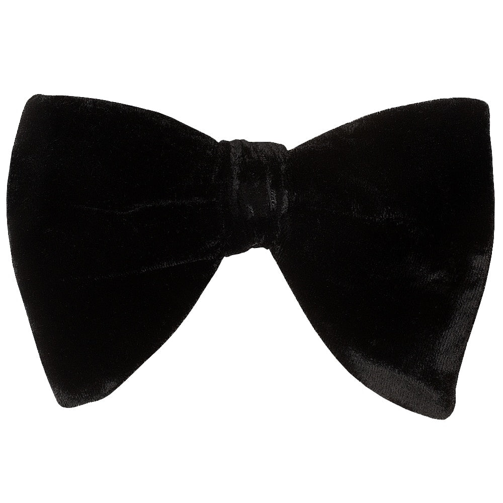 Mens Black Luxurious Velvet Oversized Bow Tie 1