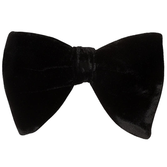 Mens Black Luxurious Velvet Oversized Bow Tie 1