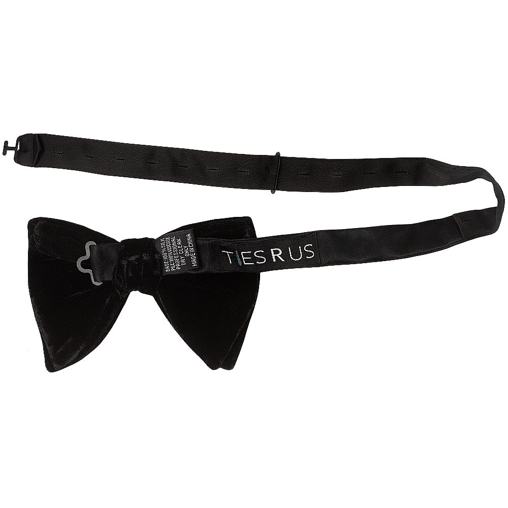 Mens Black Luxurious Velvet Oversized Bow Tie 2