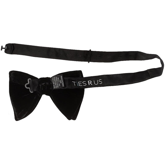 Mens Black Luxurious Velvet Oversized Bow Tie 2