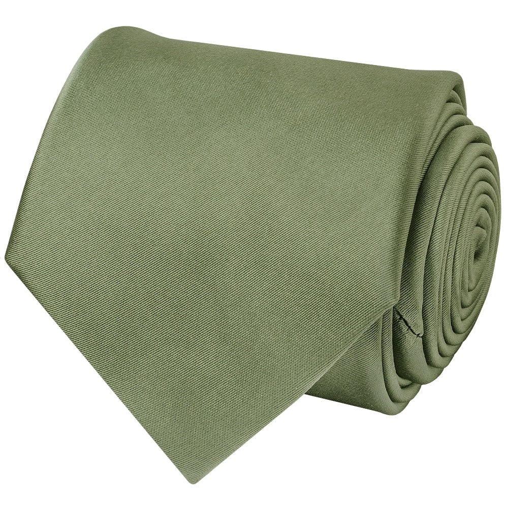 Plain Olive Green Satin Classic Mens Tie 3