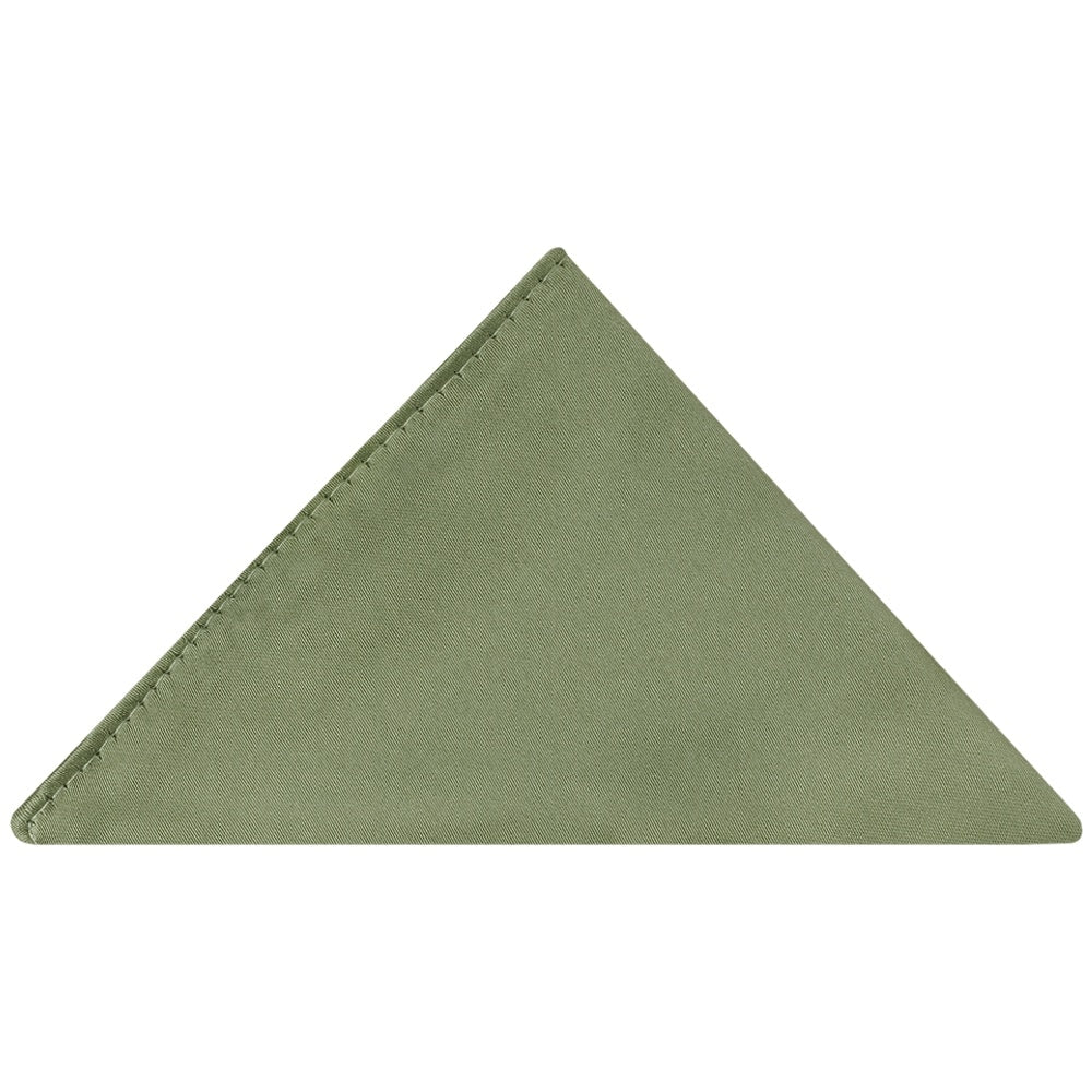Plain Olive Green Satin Pocket Square 1