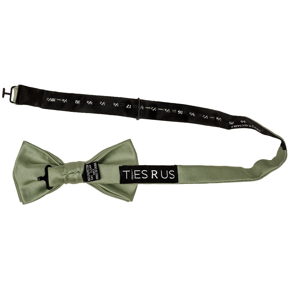Plain Olive Green Mens Satin Bow Tie 2